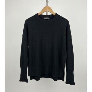 Doffer Boys 100% Cashmere Black Crewneck Sweater Large Boxy Minimalist Split Hem